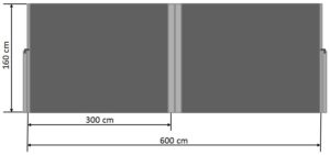 Seitenmarkise 160 x 600 cm Maße